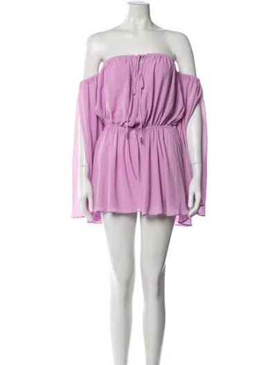 Pre-owned Michael Costello X Revolve Off-the-shoulder Romper In Purple