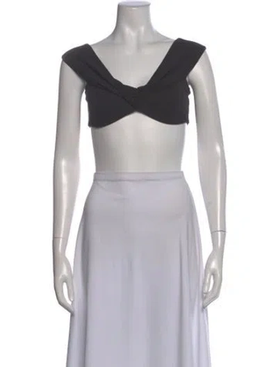 Pre-owned Michael Costello X Revolve Off-the-shoulder Short Sleeve Crop Top In Gray