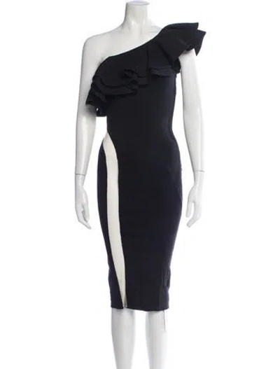 Pre-owned Michael Costello X Revolve One-shoulder Knee-length Dress In Blue