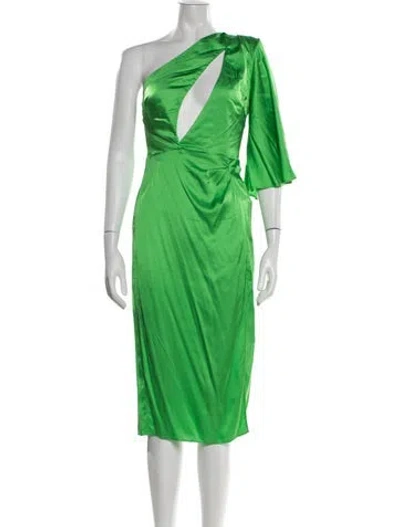 Pre-owned Michael Costello X Revolve One-shoulder Knee-length Dress In Green