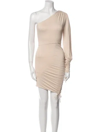 Pre-owned Michael Costello X Revolve One-shoulder Knee-length Dress In Neutral