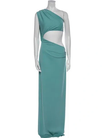 Pre-owned Michael Costello X Revolve One-shoulder Long Dress In Blue