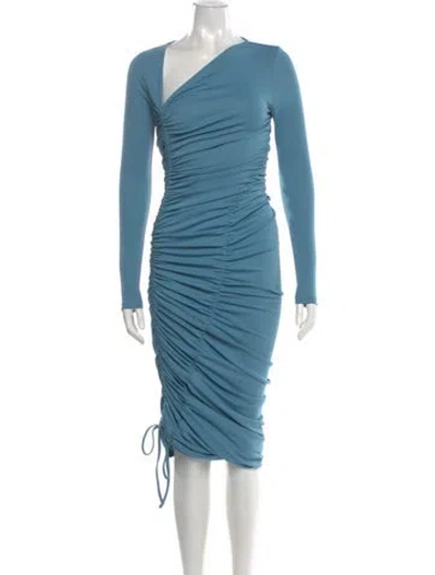 Pre-owned Michael Costello X Revolve One-shoulder Long Dress In Blue