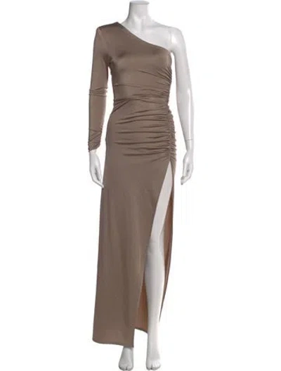 Pre-owned Michael Costello X Revolve One-shoulder Long Dress In Gray