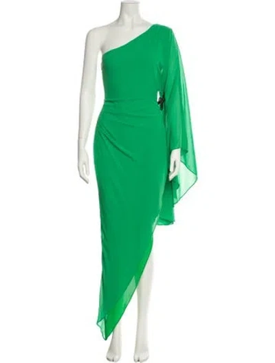 Pre-owned Michael Costello X Revolve One-shoulder Long Dress In Green