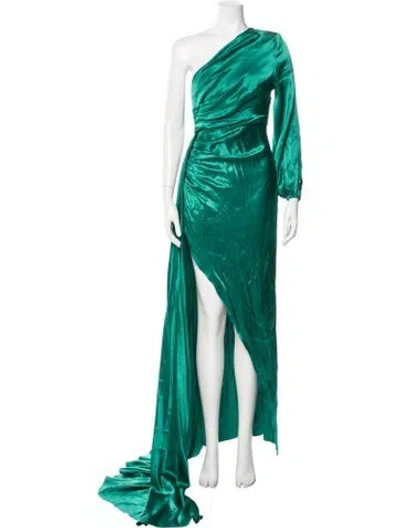 Pre-owned Michael Costello X Revolve One-shoulder Long Dress In Green