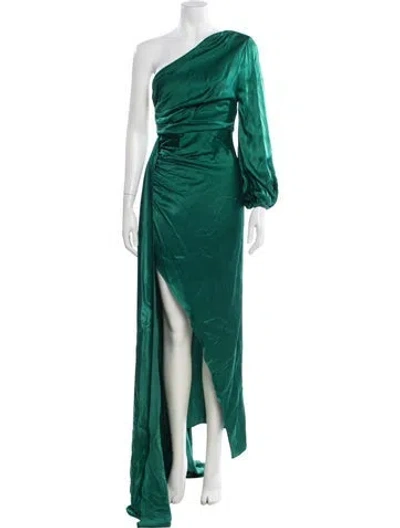Pre-owned Michael Costello X Revolve One-shoulder Long Dress In Green