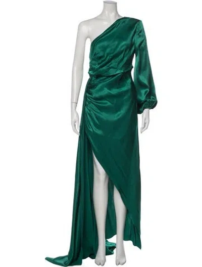 Pre-owned Michael Costello X Revolve One-shoulder Long Dress In Green