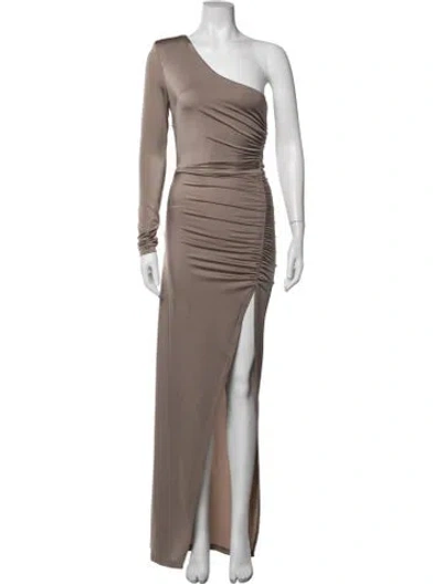 Pre-owned Michael Costello X Revolve One-shoulder Long Dress In Grey