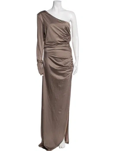 Pre-owned Michael Costello X Revolve One-shoulder Long Dress In Neutrals