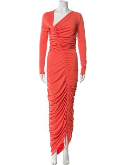 Pre-owned Michael Costello X Revolve One-shoulder Long Dress In Orange