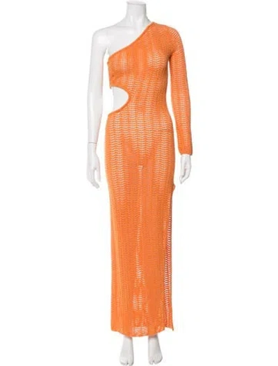 Pre-owned Michael Costello X Revolve One-shoulder Long Dress In Orange
