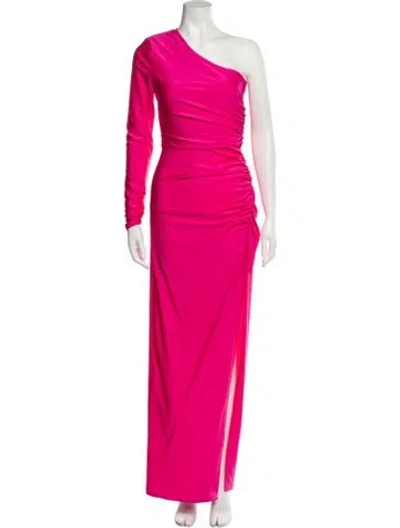 Pre-owned Michael Costello X Revolve One-shoulder Long Dress In Pink