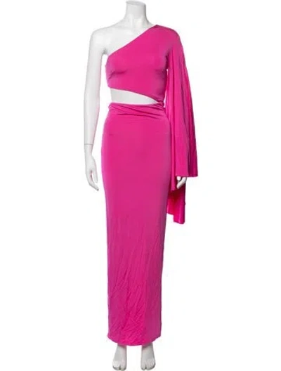 Pre-owned Michael Costello X Revolve One-shoulder Long Dress In Pink