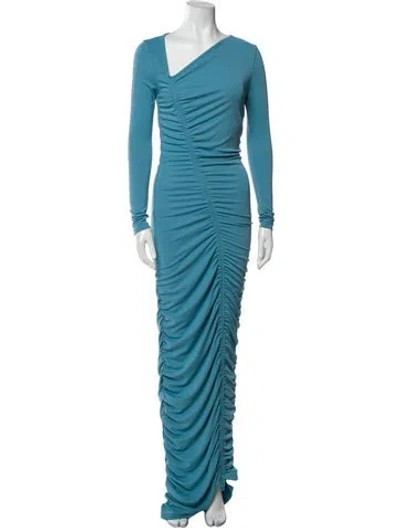 Pre-owned Michael Costello X Revolve One-shoulder Long Dress W/ Tags In Blue
