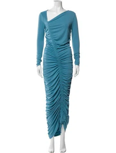 Pre-owned Michael Costello X Revolve One-shoulder Long Dress W/ Tags In Blue
