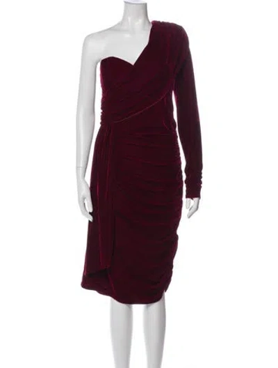 Pre-owned Michael Costello X Revolve One-shoulder Midi Length Dress In Burgundy