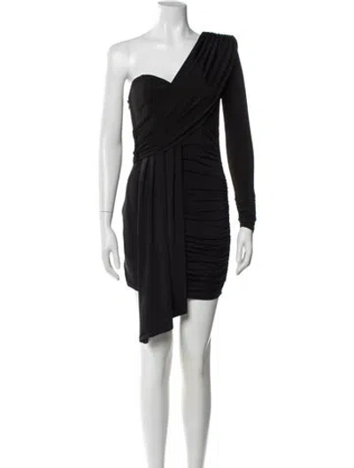 Pre-owned Michael Costello X Revolve One-shoulder Mini Dress In Black