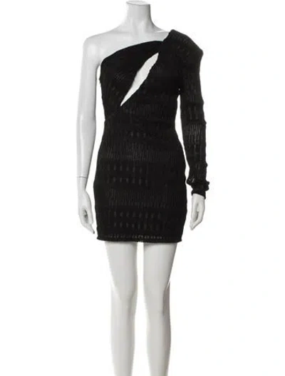Pre-owned Michael Costello X Revolve One-shoulder Mini Dress In Black