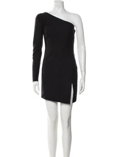 Pre-owned Michael Costello X Revolve One-shoulder Mini Dress In Black