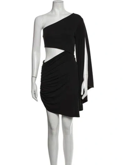 Pre-owned Michael Costello X Revolve One-shoulder Mini Dress In Black