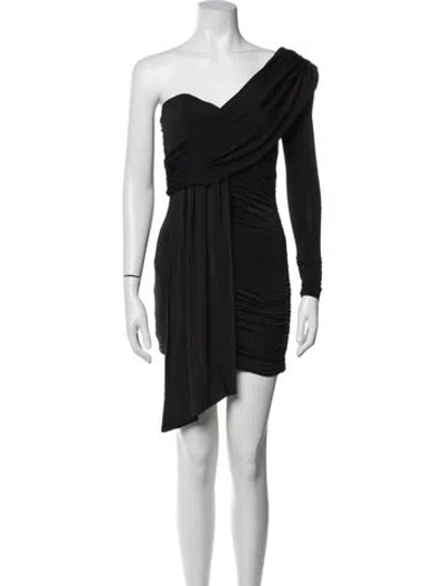 Pre-owned Michael Costello X Revolve One-shoulder Mini Dress In Black