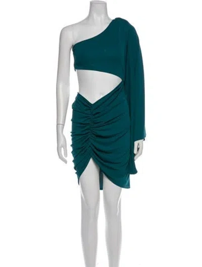 Pre-owned Michael Costello X Revolve One-shoulder Mini Dress In Blue