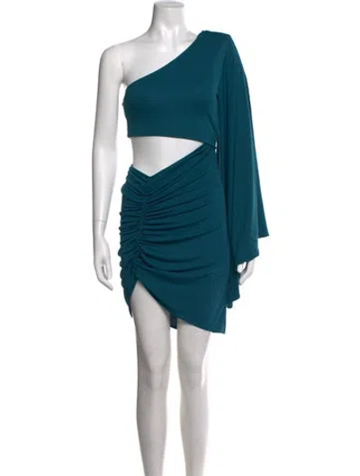 Pre-owned Michael Costello X Revolve One-shoulder Mini Dress In Blue