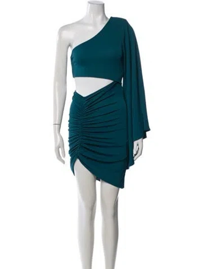 Pre-owned Michael Costello X Revolve One-shoulder Mini Dress In Blue