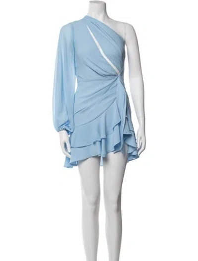 Pre-owned Michael Costello X Revolve One-shoulder Mini Dress In Blue