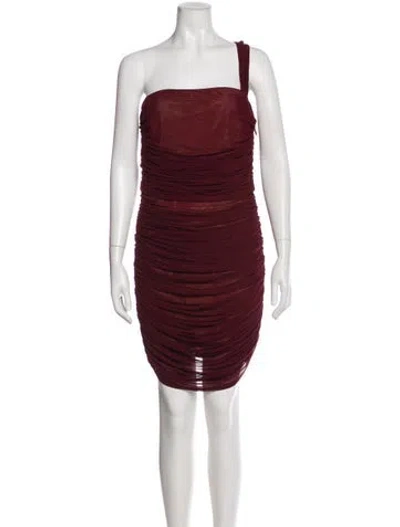 Pre-owned Michael Costello X Revolve One-shoulder Mini Dress In Burgundy