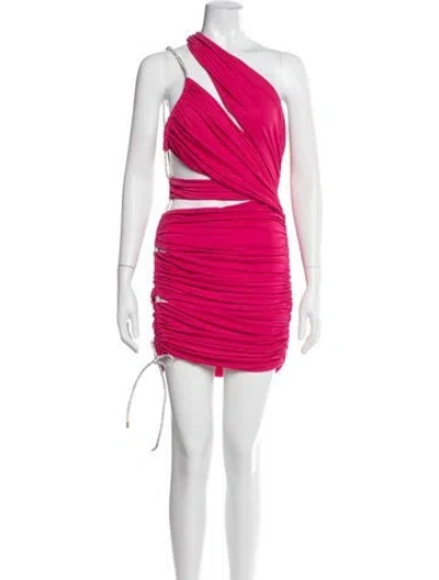 Pre-owned Michael Costello X Revolve One-shoulder Mini Dress In Burgundy