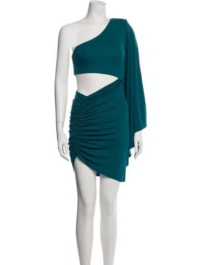 Pre-owned Michael Costello X Revolve One-shoulder Mini Dress In Green