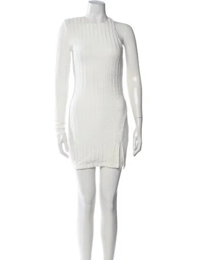 Pre-owned Michael Costello X Revolve One-shoulder Mini Dress In Neutrals