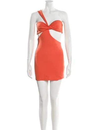 Pre-owned Michael Costello X Revolve One-shoulder Mini Dress In Orange