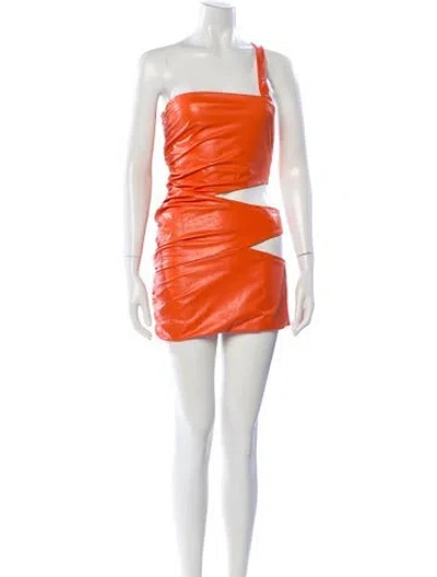 Pre-owned Michael Costello X Revolve One-shoulder Mini Dress In Orange