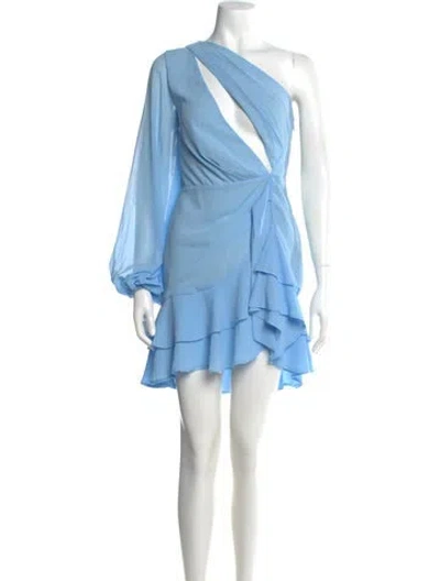 Pre-owned Michael Costello X Revolve One-shoulder Mini Dress W/ Tags In Blue