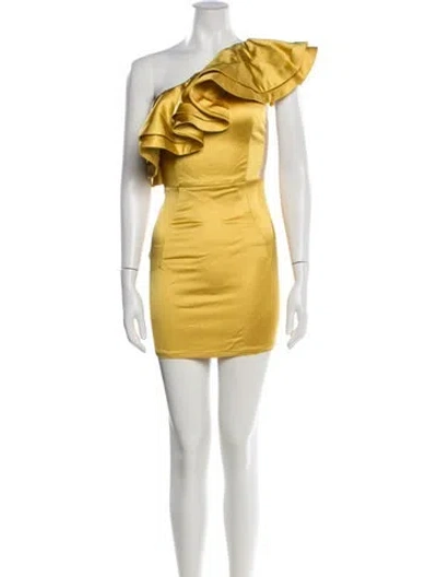 Pre-owned Michael Costello X Revolve One-shoulder Mini Dress In Yellow