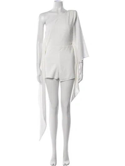 Pre-owned Michael Costello X Revolve One-shoulder Romper W/ Tags In White