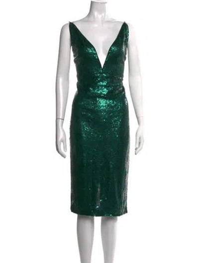 Pre-owned Michael Costello X Revolve Patterned Knee-length Dress In Green