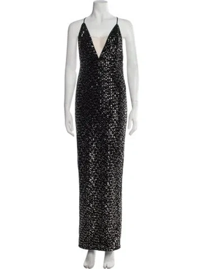 Pre-owned Michael Costello X Revolve Patterned Long Dress In Black
