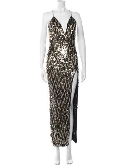 Pre-owned Michael Costello X Revolve Patterned Long Dress In Gold