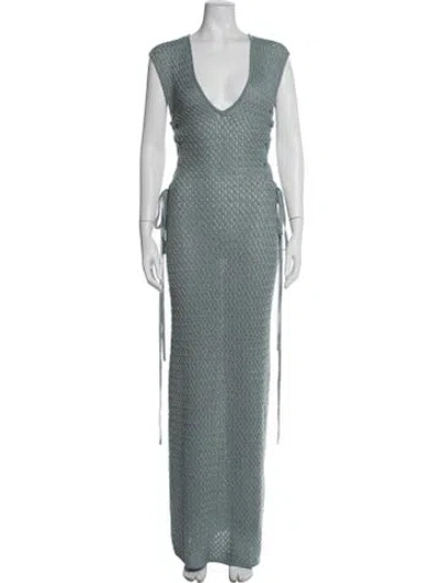 Pre-owned Michael Costello X Revolve Patterned Long Dress In Green