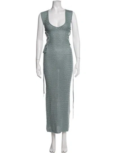Pre-owned Michael Costello X Revolve Patterned Long Dress W/ Tags In Green