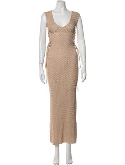 Pre-owned Michael Costello X Revolve Patterned Long Dress W/ Tags In Neutrals