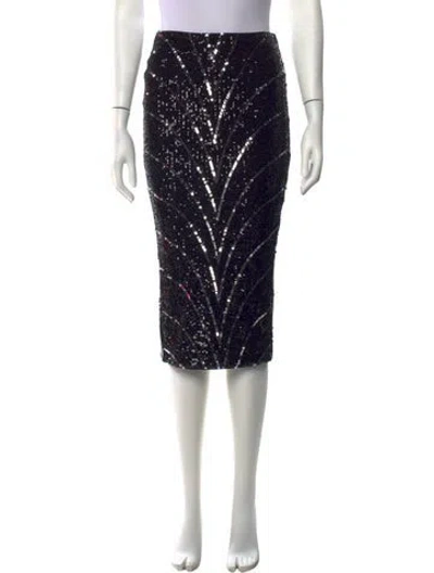 Pre-owned Michael Costello X Revolve Patterned Midi Length Skirt In Black