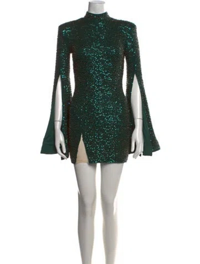 Pre-owned Michael Costello X Revolve Patterned Mini Dress In Green