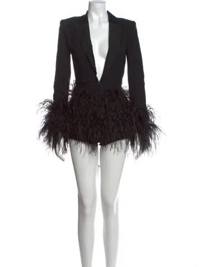 Pre-owned Michael Costello X Revolve Plunge Neckline Jumpsuit W/ Tags In Black