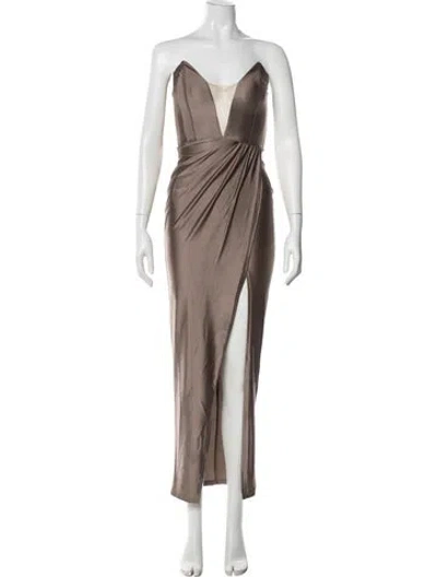 Pre-owned Michael Costello X Revolve Plunge Neckline Long Dress