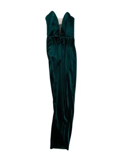 Pre-owned Michael Costello X Revolve Plunge Neckline Long Dress In Blue/green